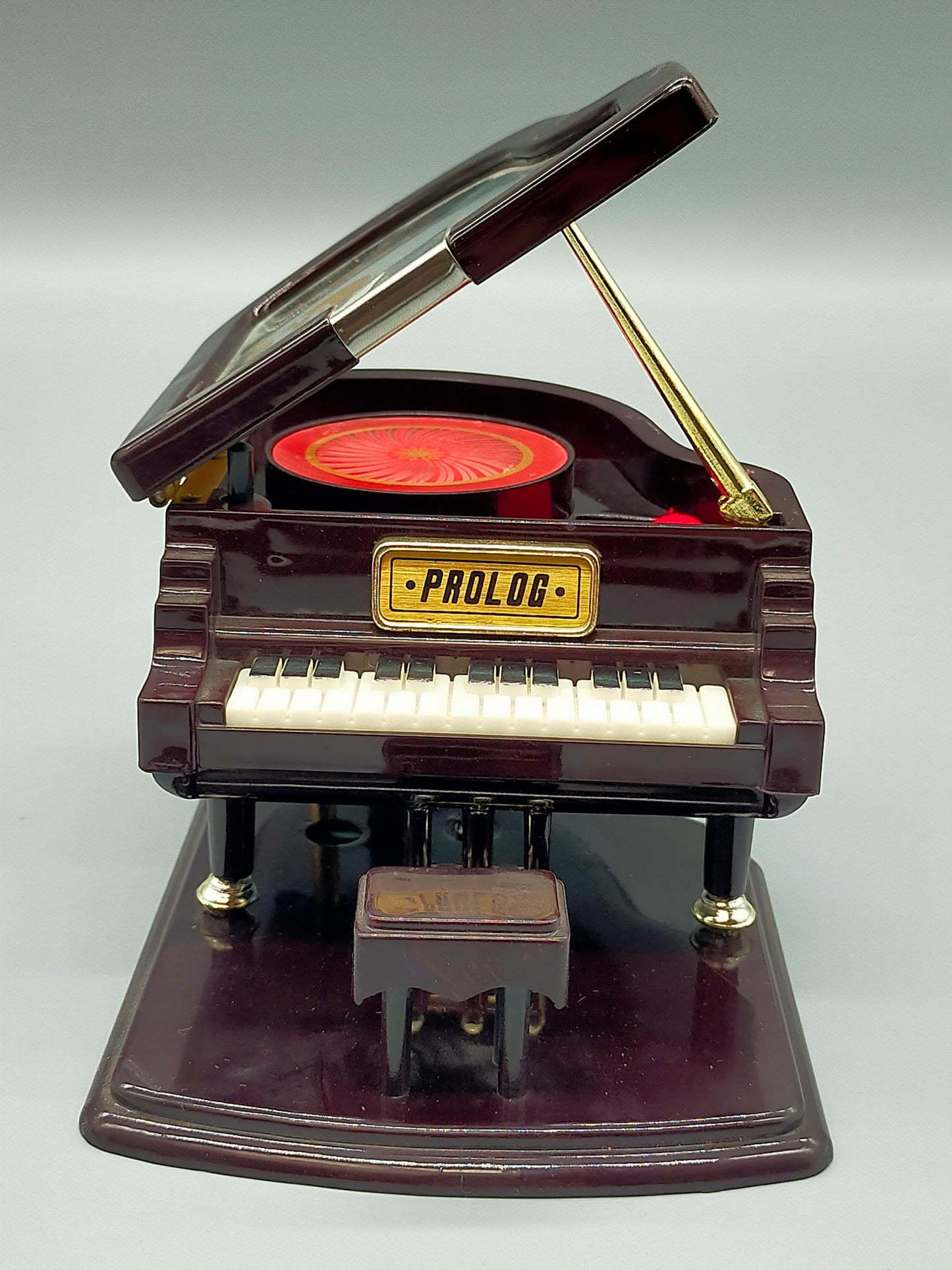 Vintage Prolog Klavier Spiel Uhr Musikdose mit Hocker
