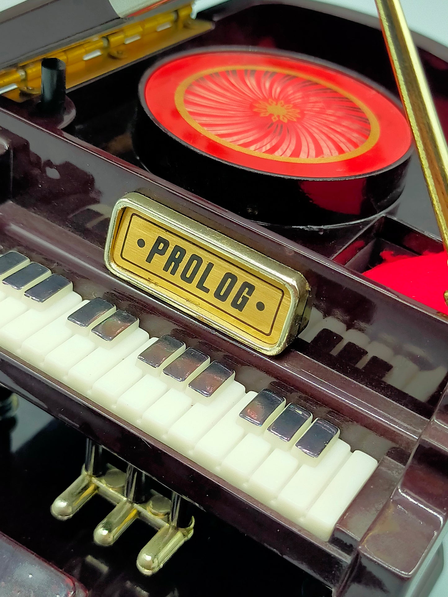 Vintage Prolog Klavier Spiel Uhr Musikdose mit Hocker