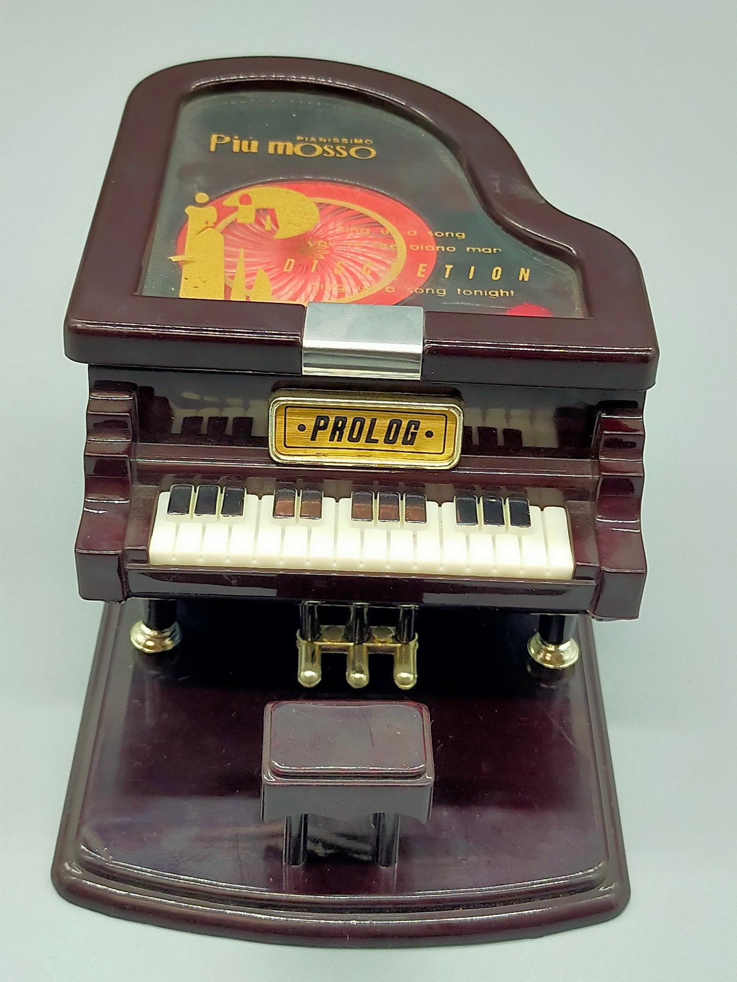 Vintage Prolog Klavier Spiel Uhr Musikdose mit Hocker