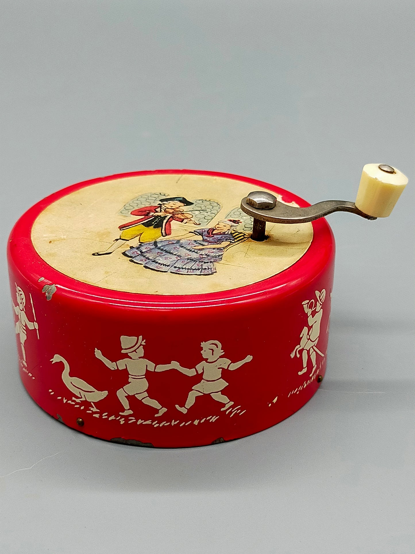 Vintage Reuge Kurbelspieldose Alle Vögel sind schon da