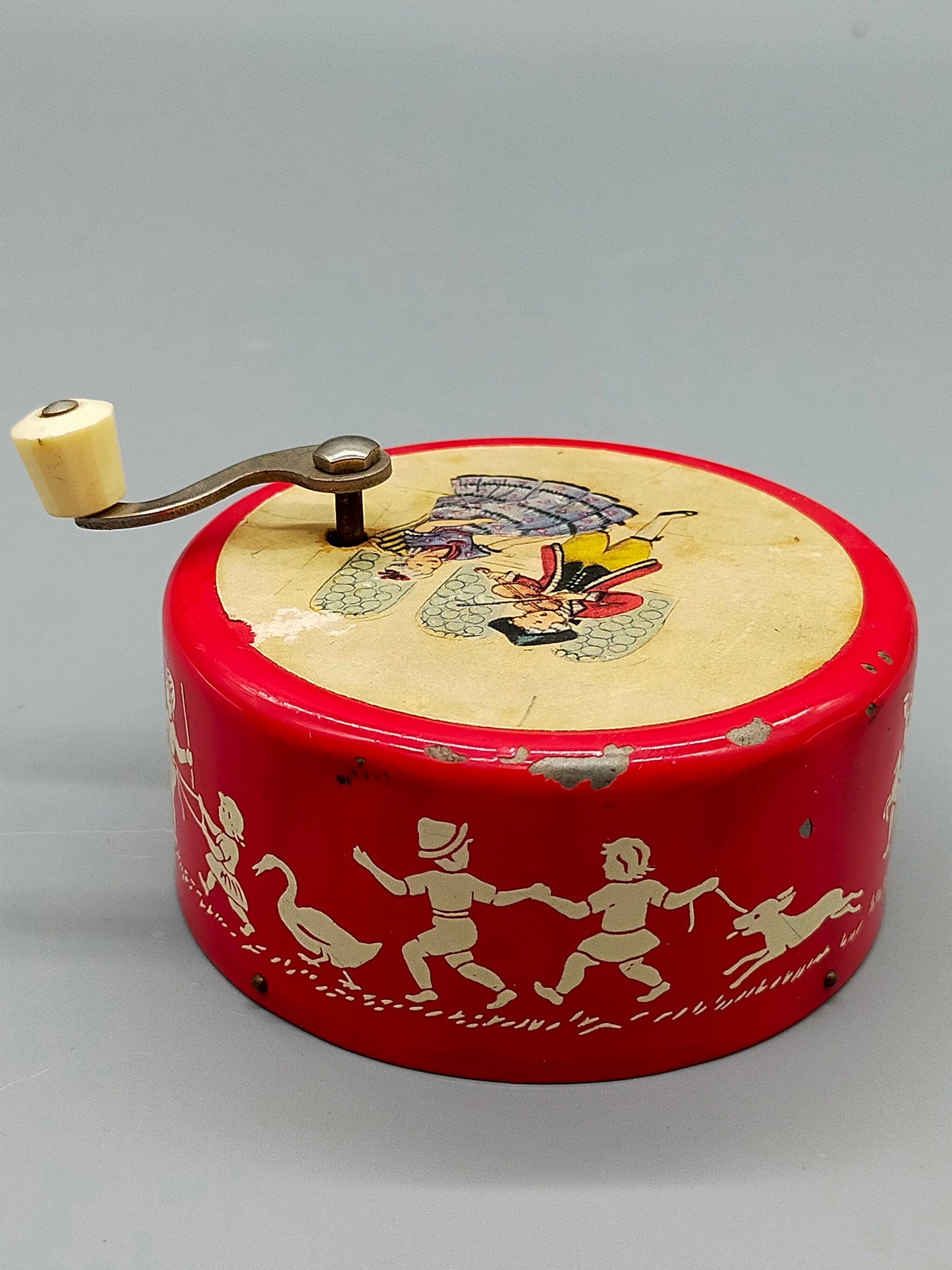 Vintage Reuge Kurbelspieldose Alle Vögel sind schon da