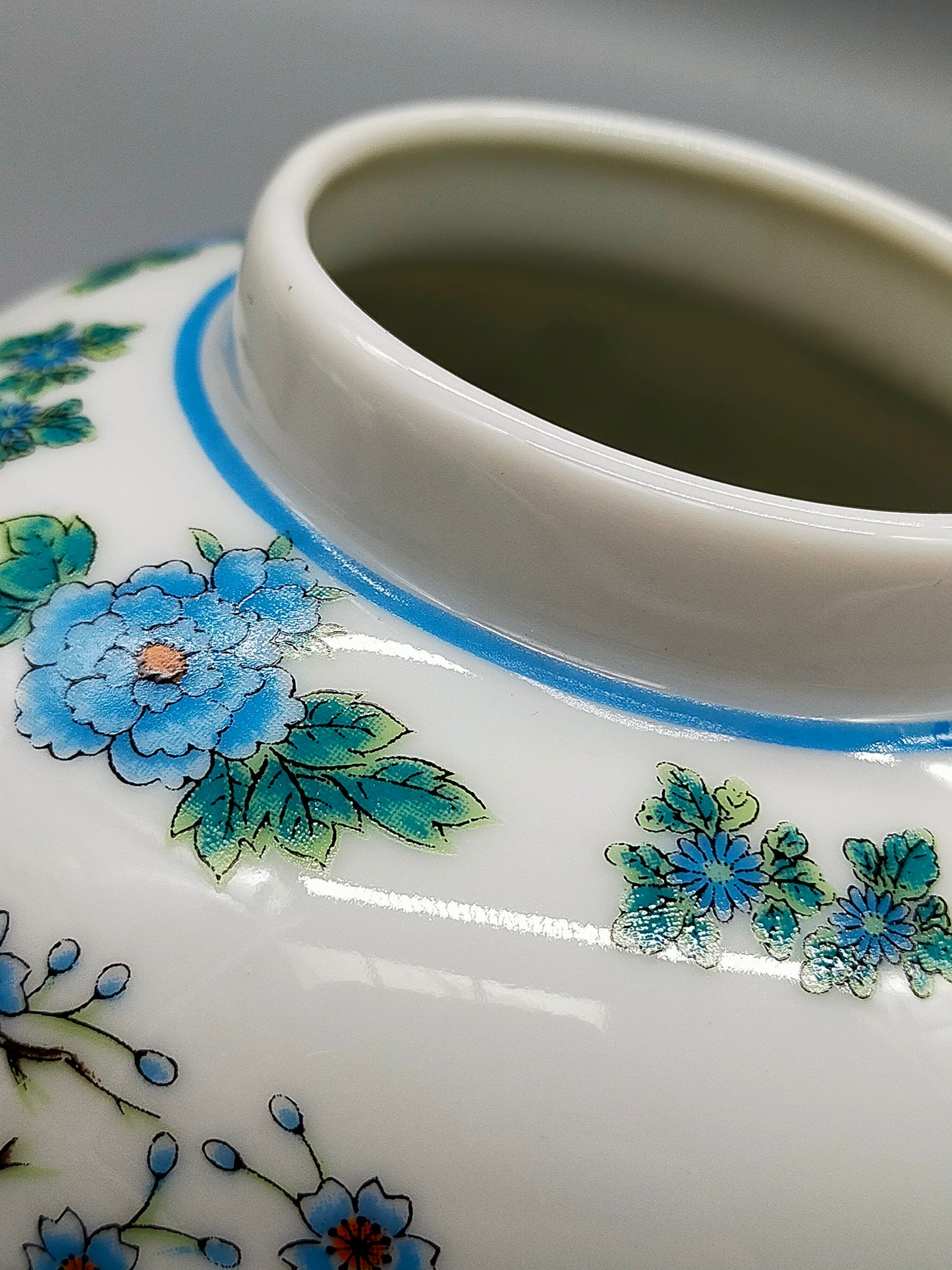 Elegante FHH Deckelvase Handbemaltes Porzellan mit Vogelmotiv