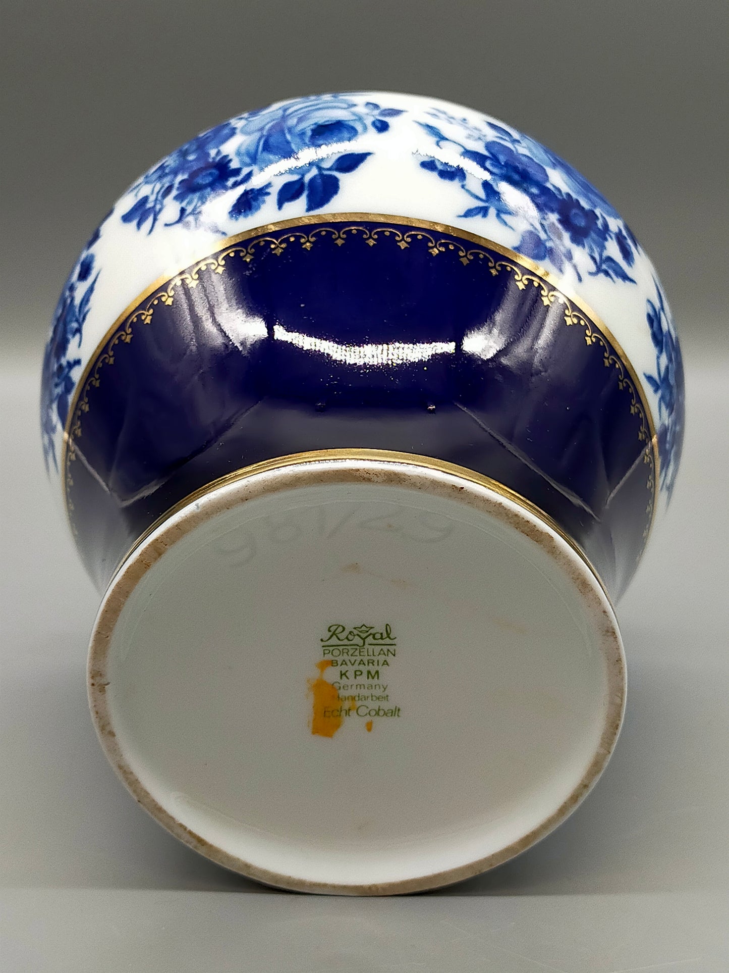 Prachtvolle Royal KPM Bavaria Echt Cobalt Deckelvase – Blau/Gold