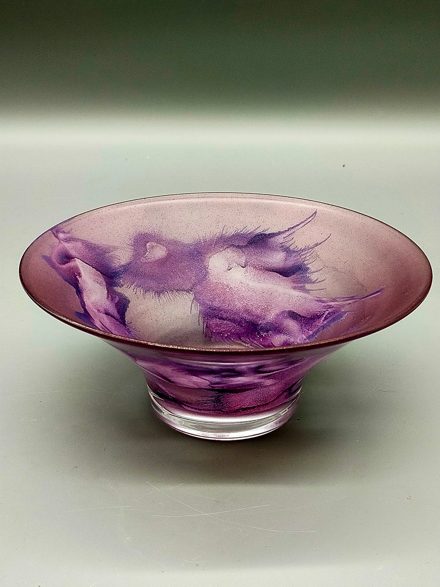 Edle Kunstglas Schale in Violett Elegantes mattiertes Design