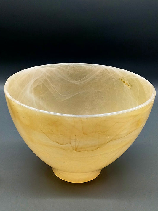 Elegante mundgeblasene Glasschale Beige marmoriertes Kunstglas