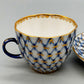 Lomonosov Kobaltnetz Mokka-Set – 3 Tassen & 1 Untertasse UdSSR