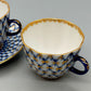 Lomonosov Kobaltnetz Mokka-Set – 3 Tassen & 1 Untertasse UdSSR