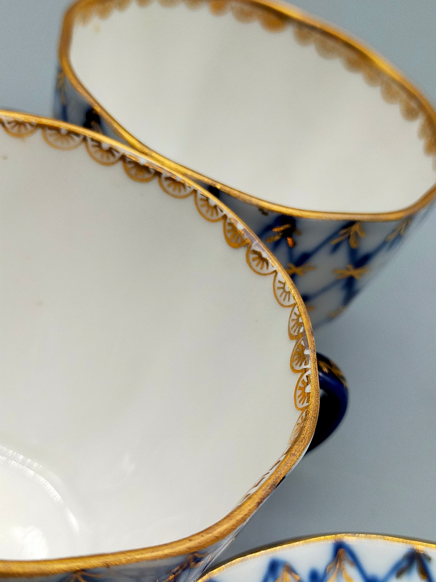 Lomonosov Kobaltnetz Mokka-Set – 3 Tassen & 1 Untertasse UdSSR