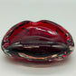 Murano Glas Aschenbecher Rubinrot & Massiv Sommerso Stil