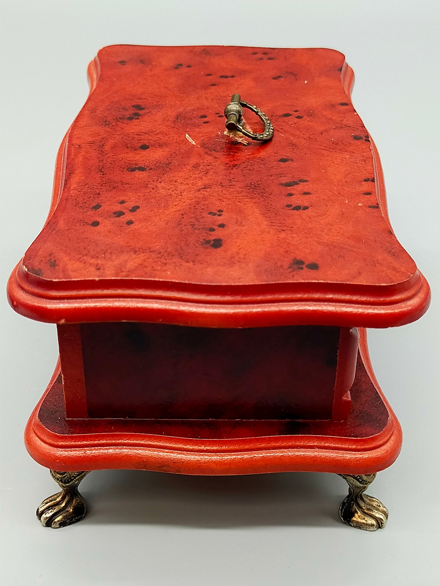 Elegante Schmuckschatulle aus Holz Wurzelholz-Optik mit Löwenfüßen