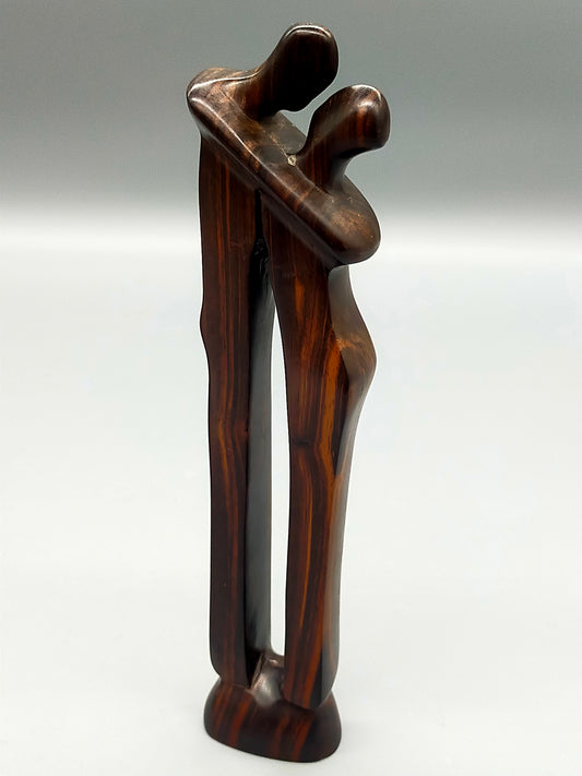 Moderne Holz Skulptur Abstrakte Figur Liebespaar Signiert
