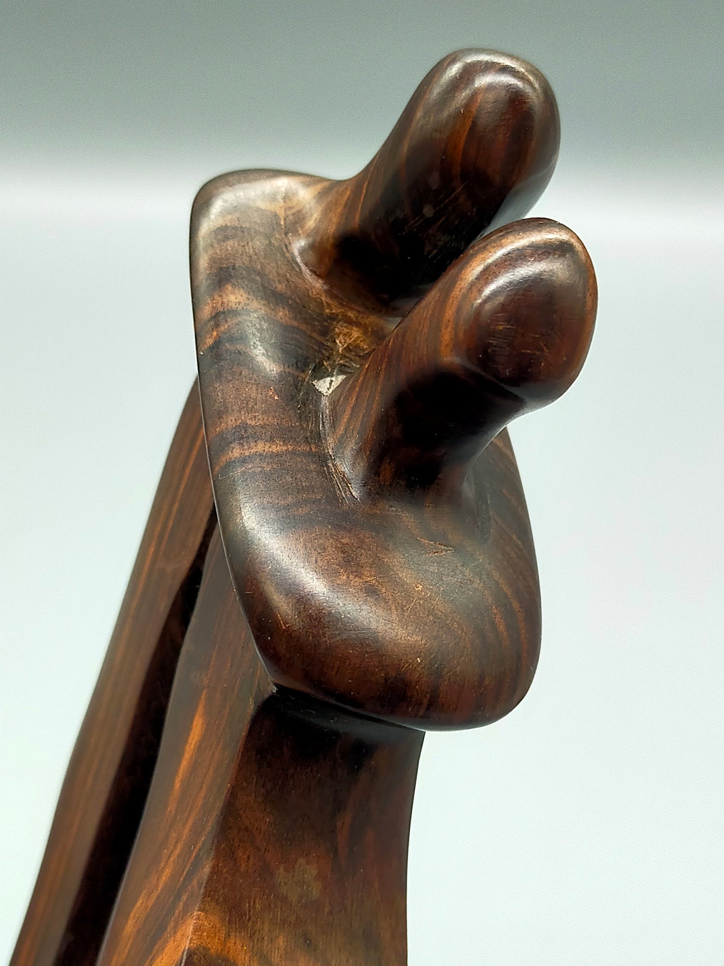 Moderne Holz Skulptur Abstrakte Figur Liebespaar Signiert