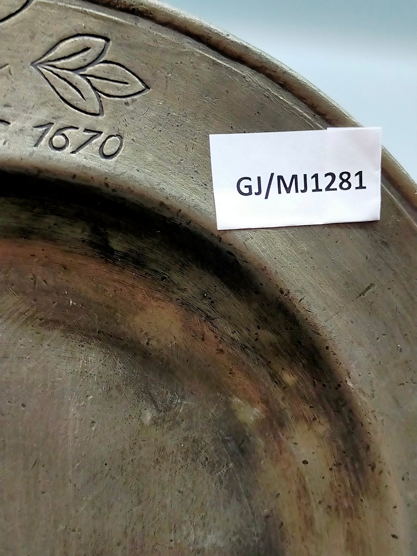 Historischer Zinn Teller 1670 Antiker Wandteller mit Gravur JI