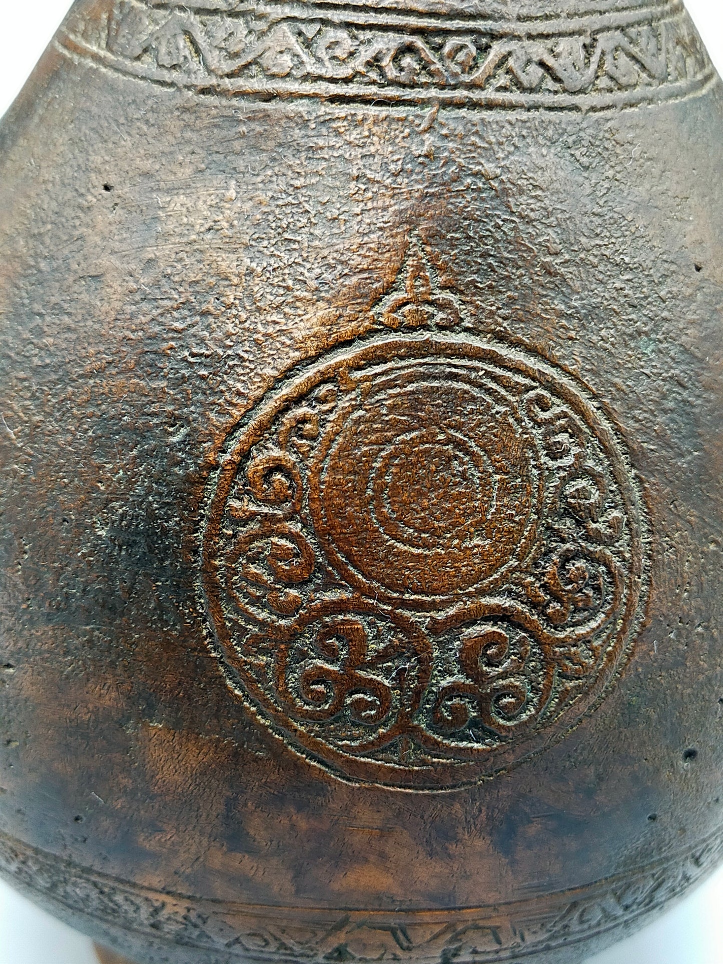 Antike Kupfer Vase Amphore mit Gravur & Zwei Henkeln