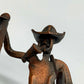 Rustikale Skulptur Don Quijote mit Schale – Kupfer/Bronze Optik