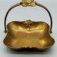 Elegante Art Nouveau Messing Schale mit Tragegriff Blütendekor