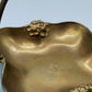 Elegante Art Nouveau Messing Schale mit Tragegriff Blütendekor