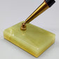 Stilvoller Vintage Schreibtisch Stifthalter aus Onyx Marmor und Messing