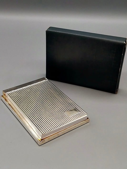 Edler Vintage Notizblockhalter Versilbertes Rillendesign mit Box