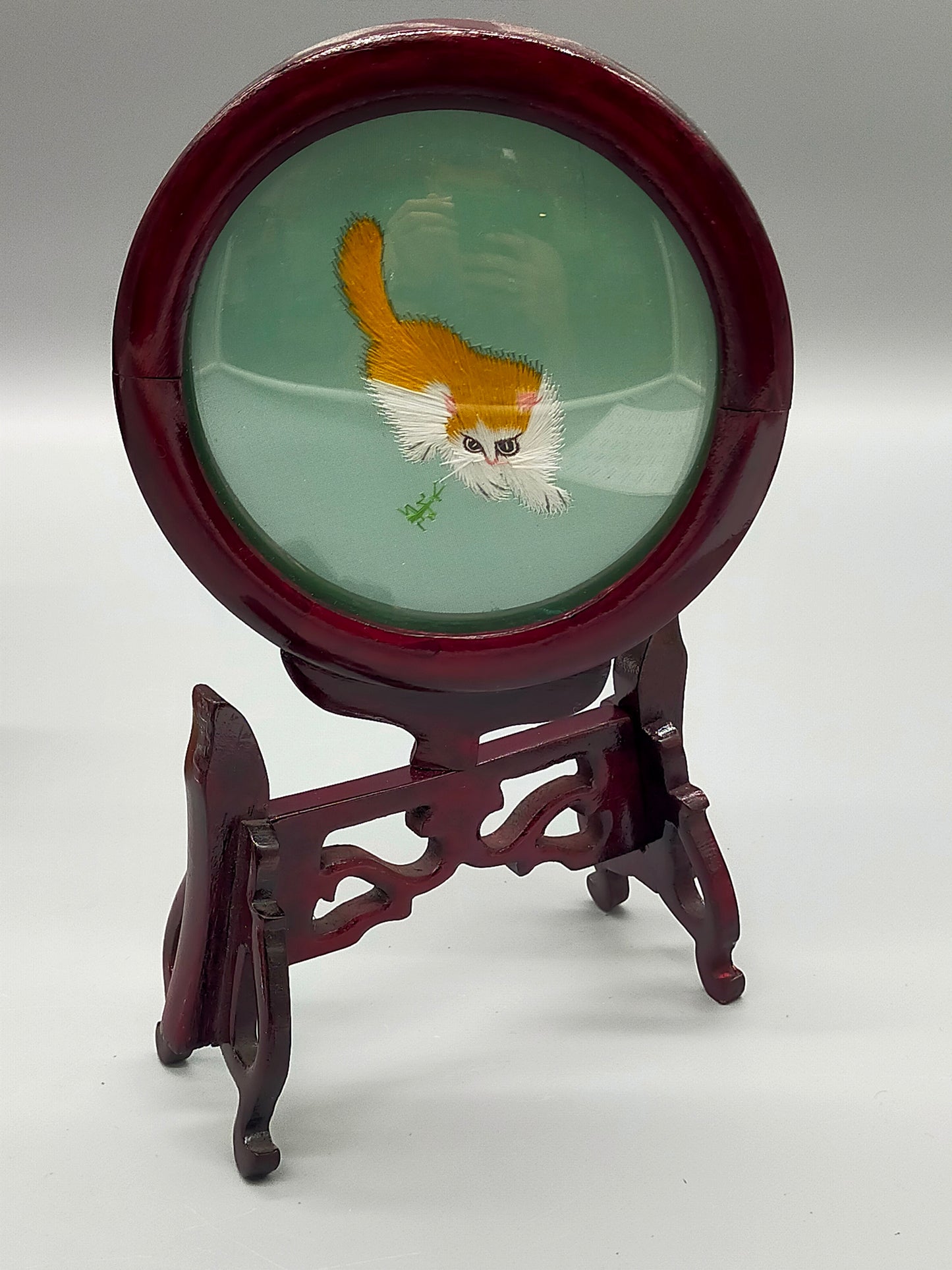 Chinesische Seidenstickerei Doppelseitige Kunst mit Katze