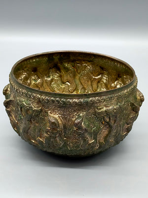 Antike asiatische Silber Schale mit Relief Prunkvolle Handarbeit