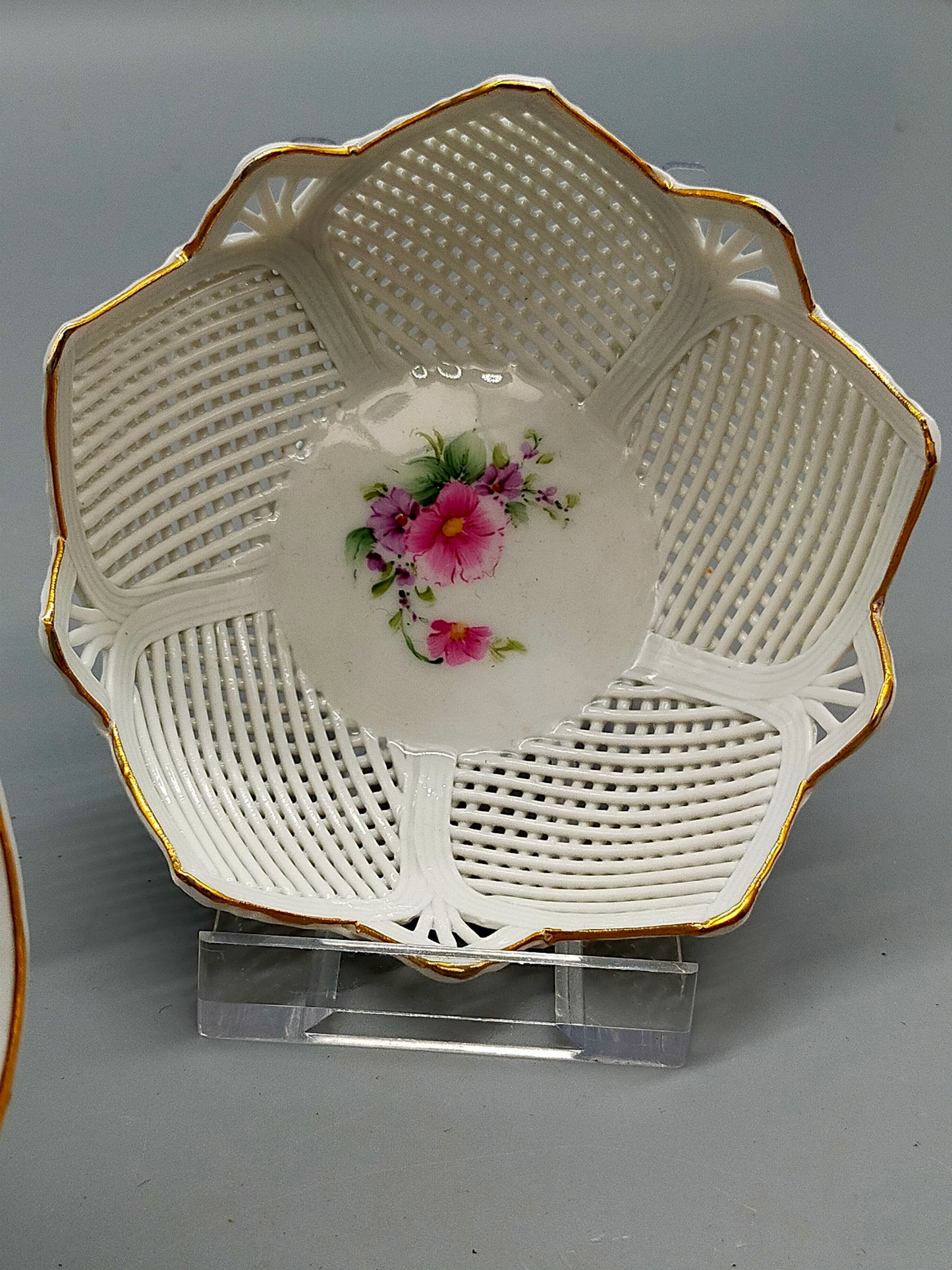 Klausenburg Porzellan Körbchen Set Durchbruchmuster mit Blumendekor