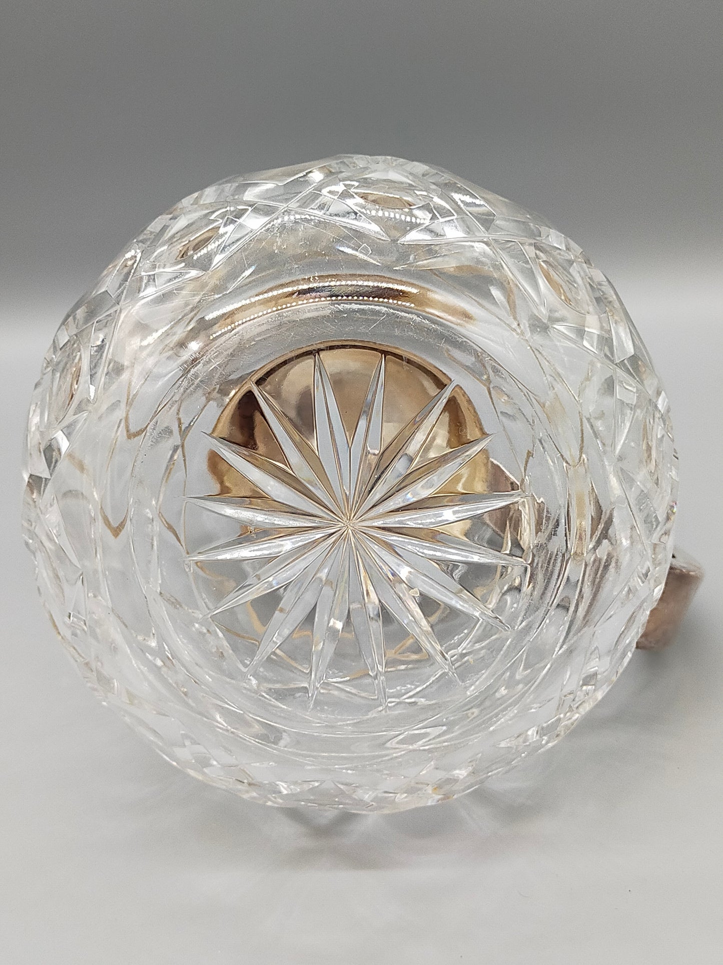 Antiker Kristall Glaskrug mit versilbertem Klappdeckel Vintage Karaffe