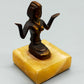 Ägyptische Pharaonin Figur Miniatur Bronze Skulptur auf Onyx Sockel