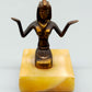 Ägyptische Pharaonin Figur Miniatur Bronze Skulptur auf Onyx Sockel