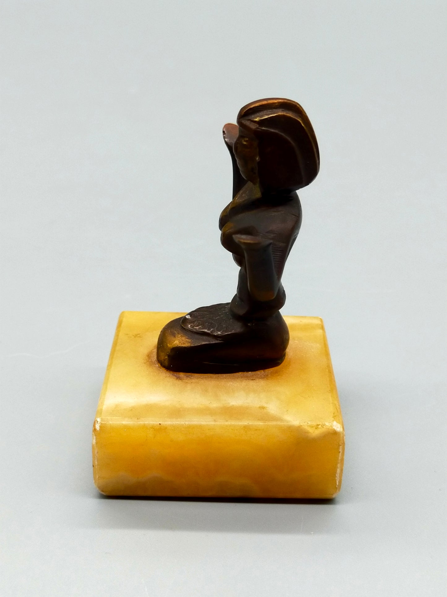 Ägyptische Pharaonin Figur Miniatur Bronze Skulptur auf Onyx Sockel