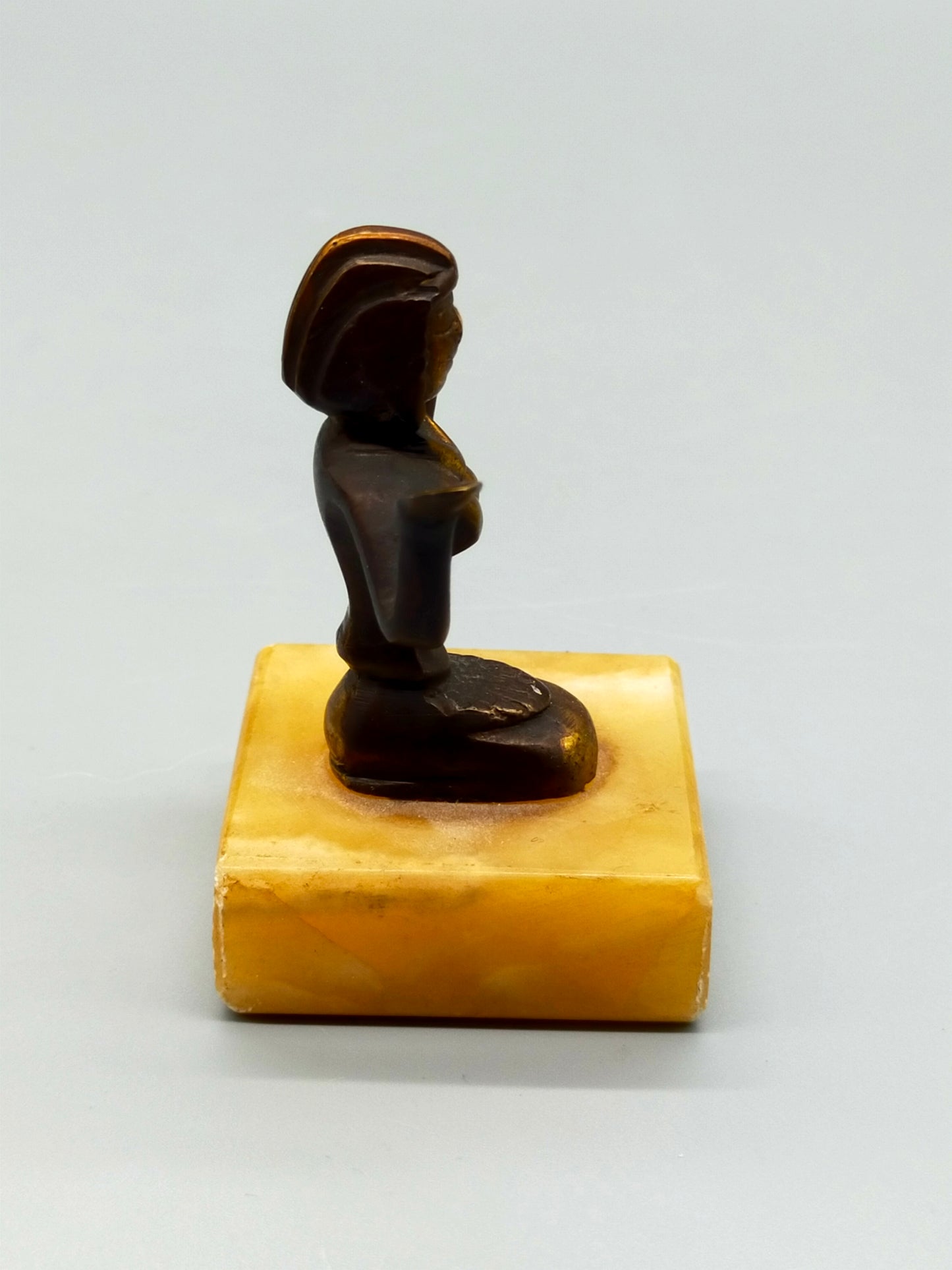 Ägyptische Pharaonin Figur Miniatur Bronze Skulptur auf Onyx Sockel