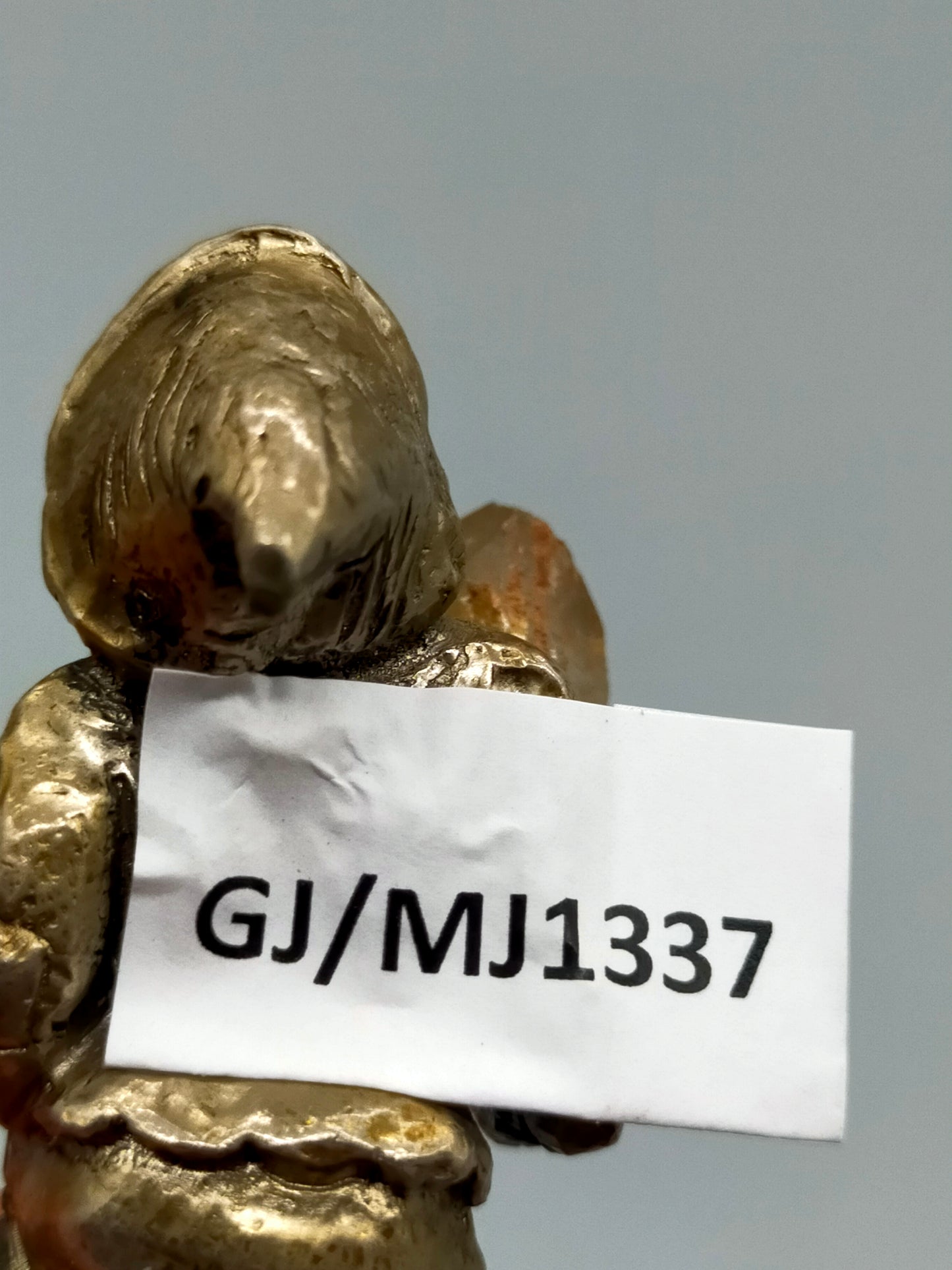 Versilbert Deko Zwerg mit großem Kristall – Vintage Sammlerfigur 5,5cm