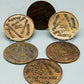 Vintage Bronze Untersetzer Set 5 Stk Internationale Trinksprüche