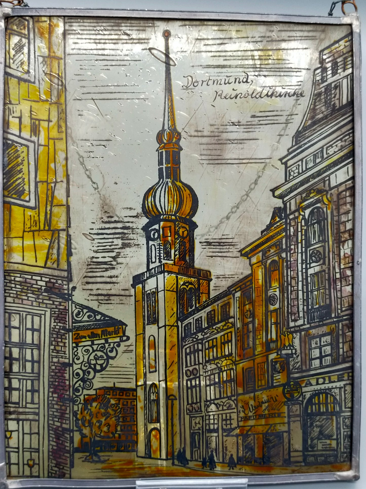 Deutsche Schule Blick auf die Reinoldikirche in Dortmund Glasbild