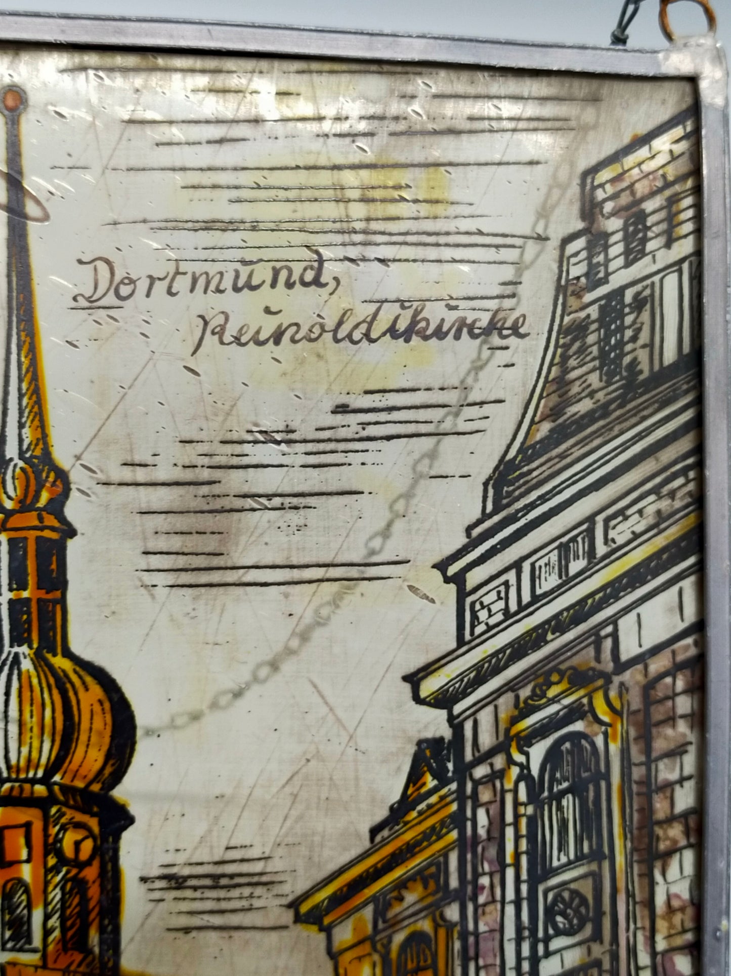 Deutsche Schule Blick auf die Reinoldikirche in Dortmund Glasbild