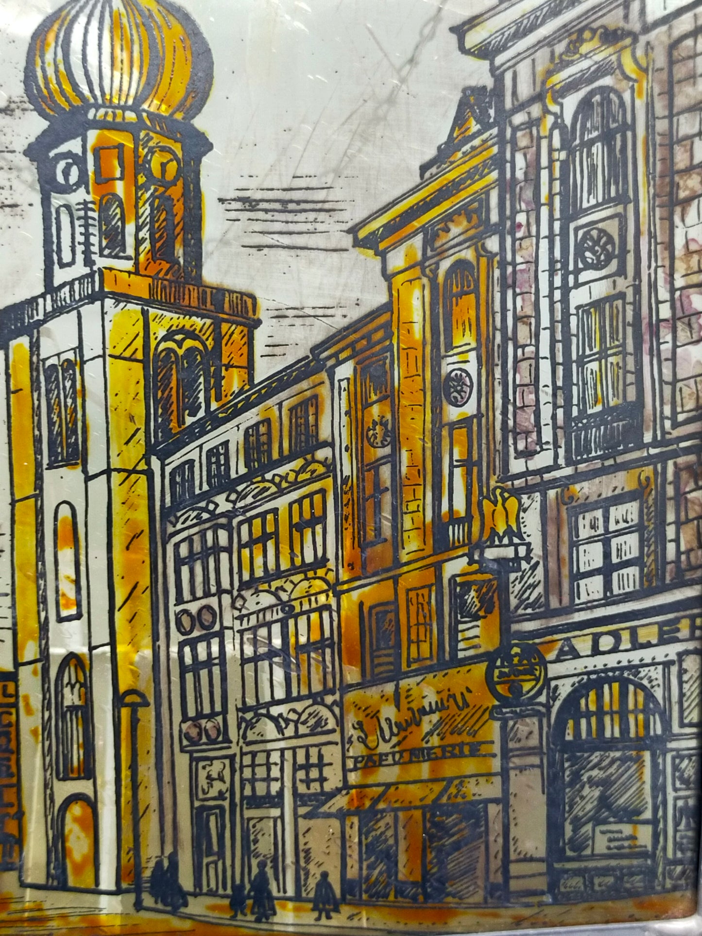 Deutsche Schule Blick auf die Reinoldikirche in Dortmund Glasbild