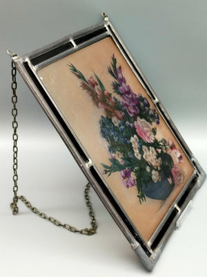 Klassisches Glasbild mit Blumenmotiv Farbenfrohe Dekoration