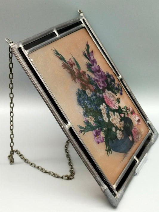Klassisches Glasbild mit Blumenmotiv Farbenfrohe Dekoration