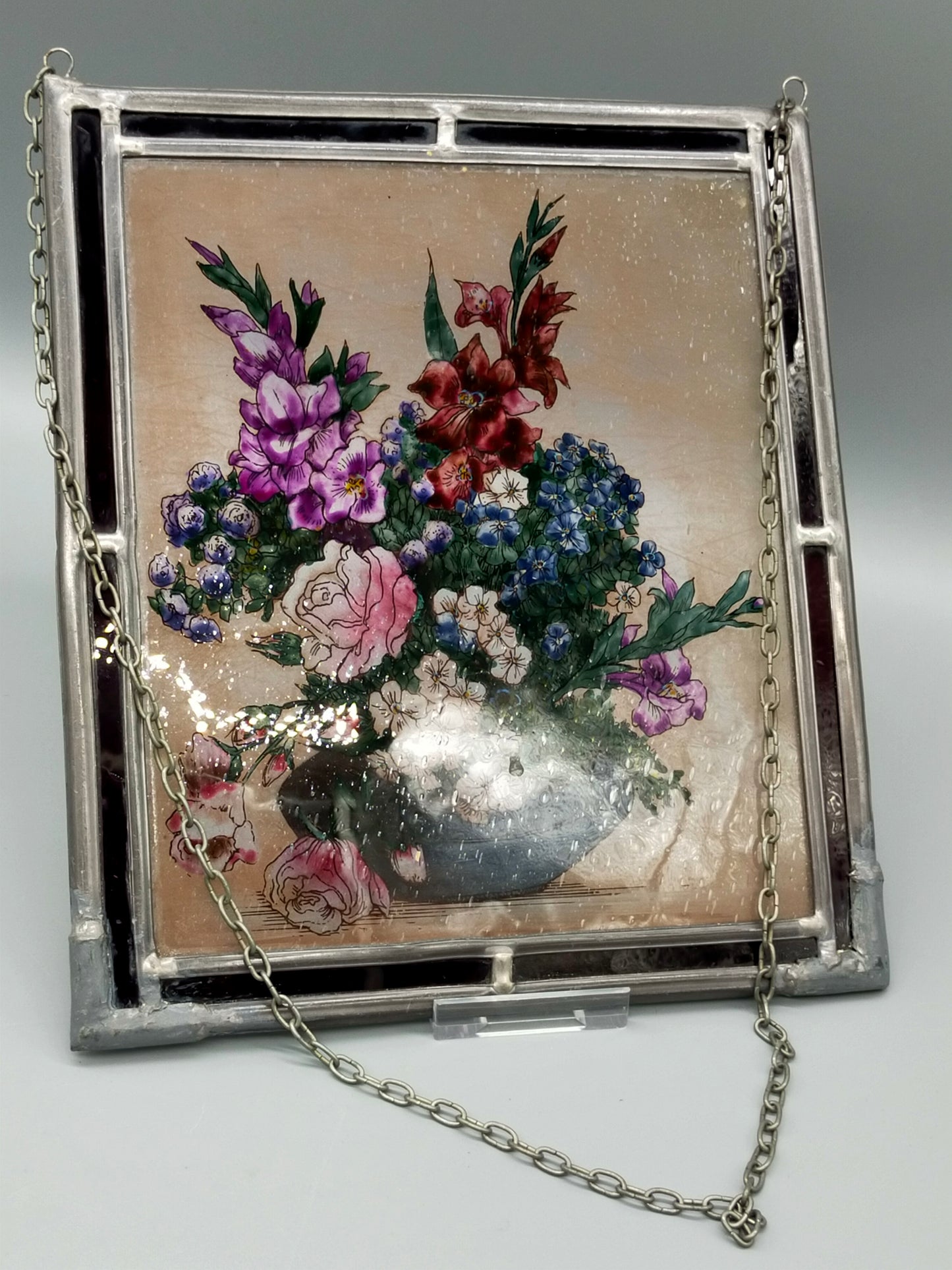 Klassisches Glasbild mit Blumenmotiv Farbenfrohe Dekoration