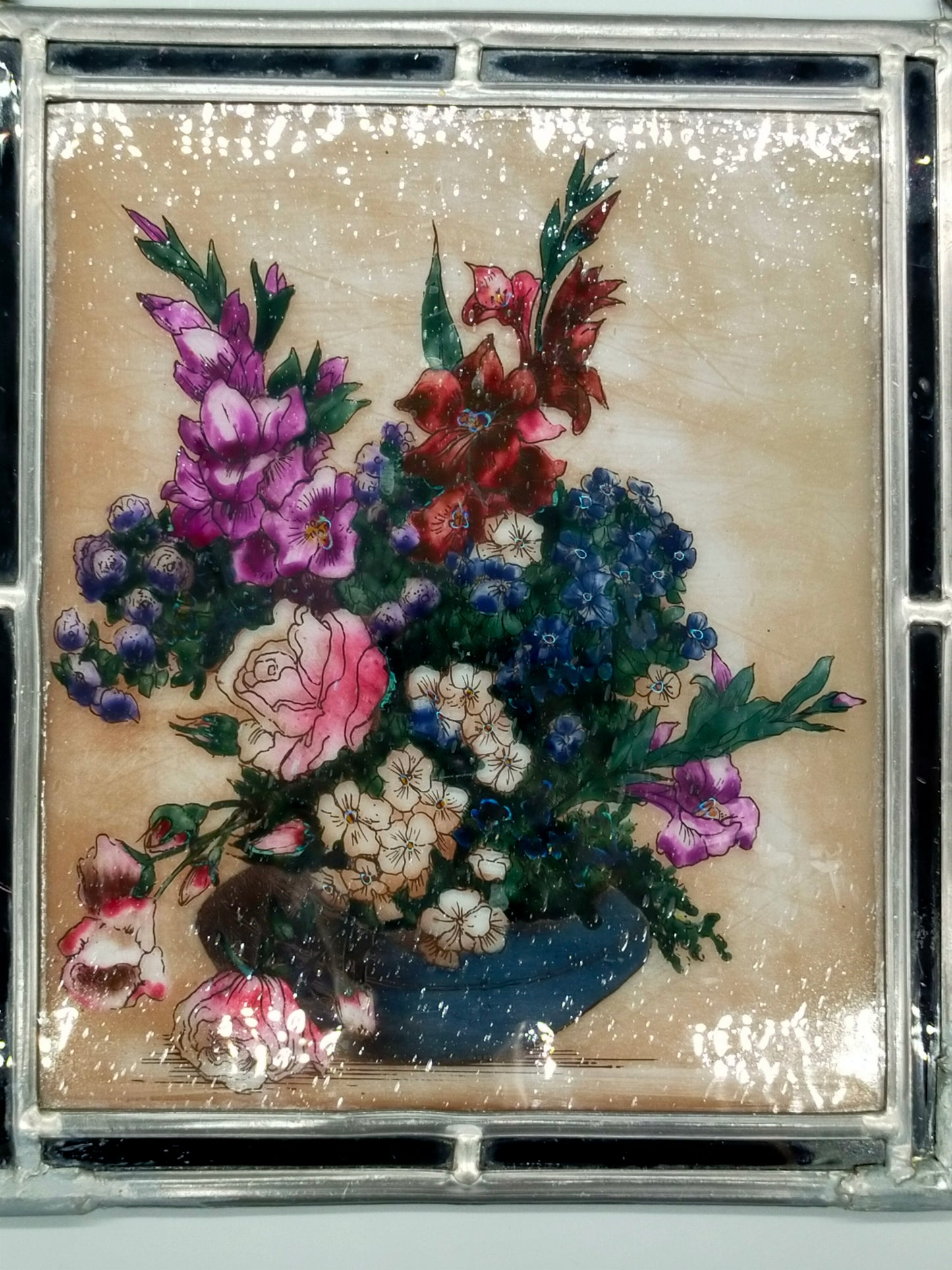 Klassisches Glasbild mit Blumenmotiv Farbenfrohe Dekoration