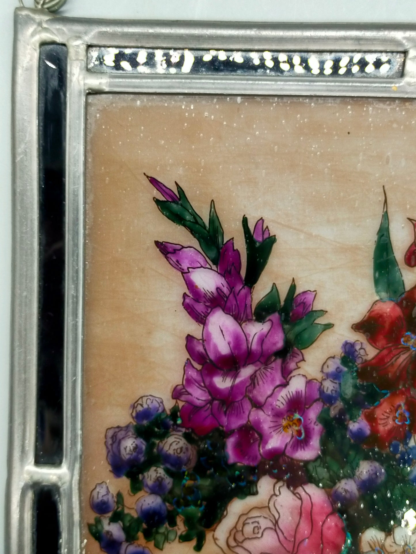 Klassisches Glasbild mit Blumenmotiv Farbenfrohe Dekoration
