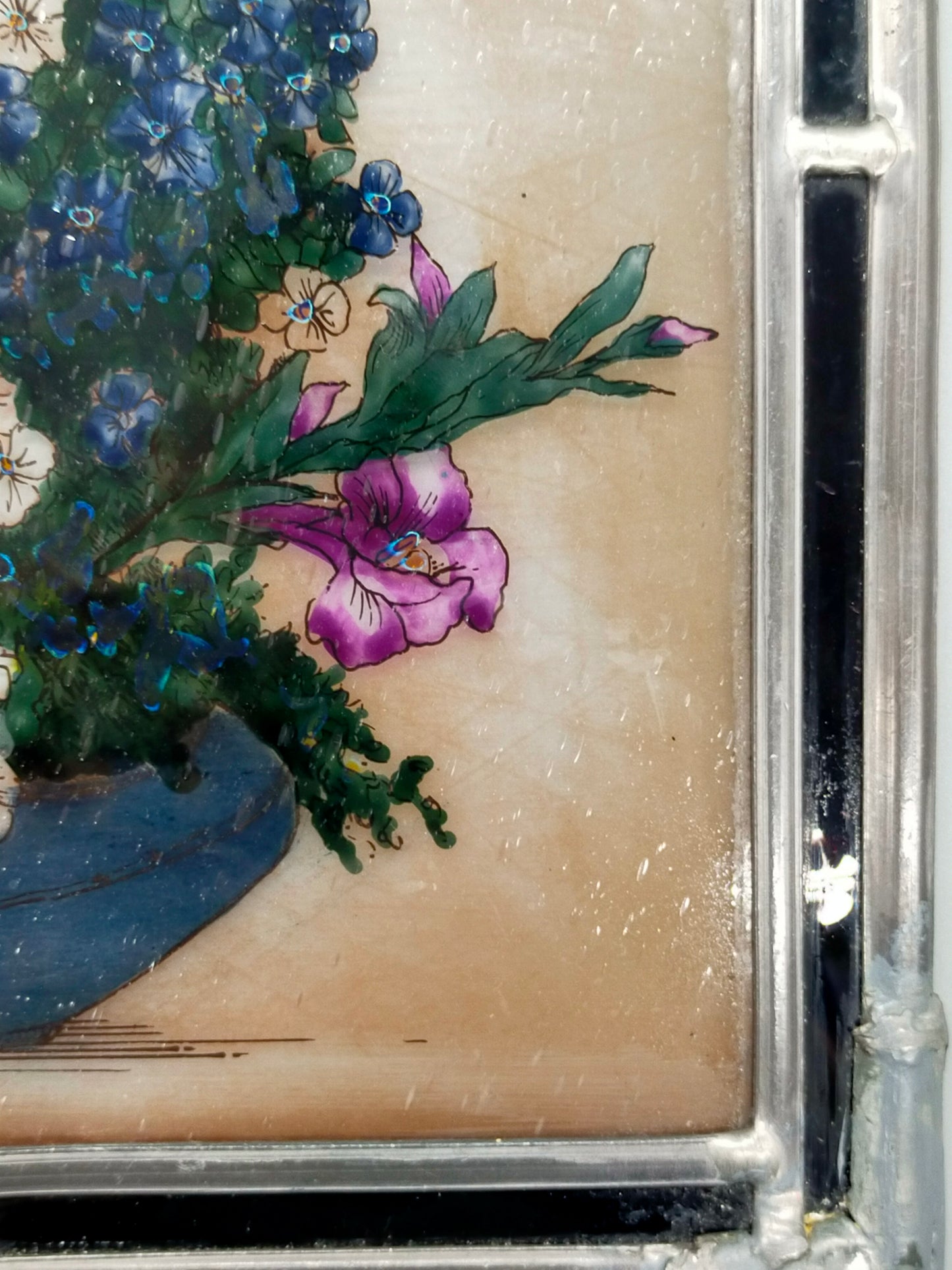Klassisches Glasbild mit Blumenmotiv Farbenfrohe Dekoration