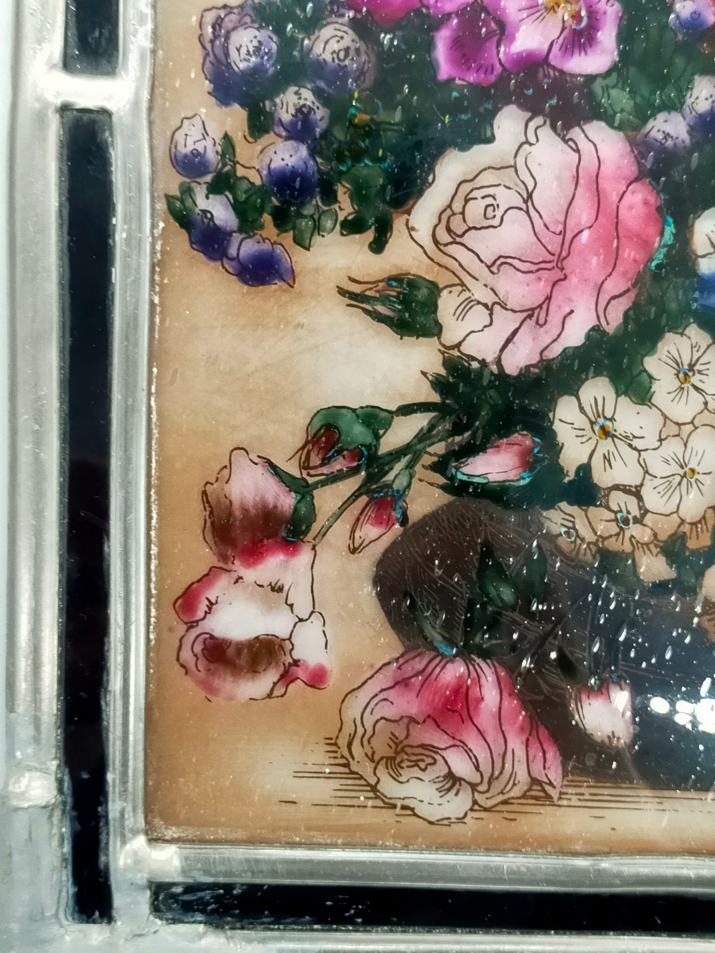 Klassisches Glasbild mit Blumenmotiv Farbenfrohe Dekoration