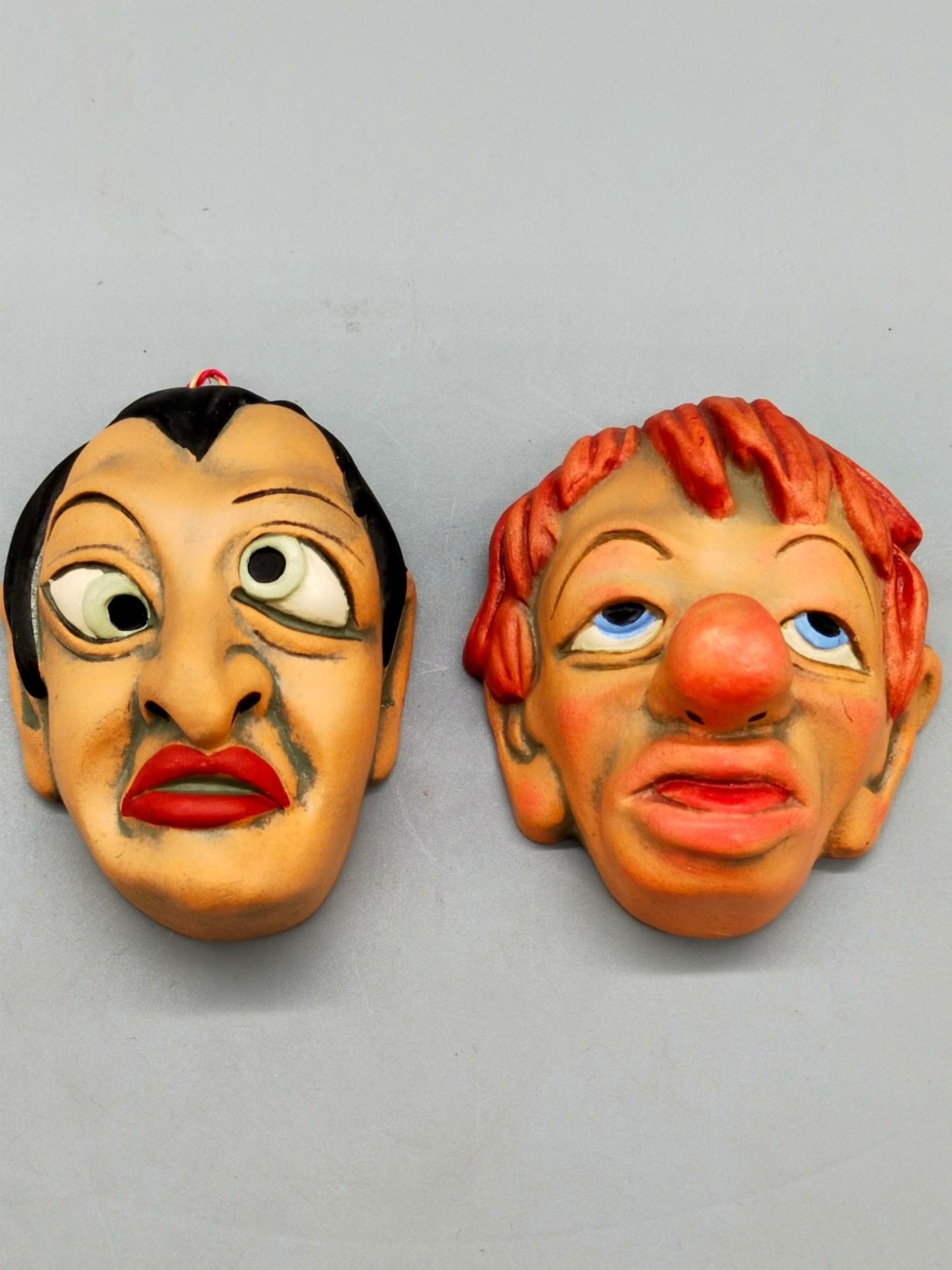 Keramik Weber Köln Wandmasken Set Handarbeit Clowns / Fratzen