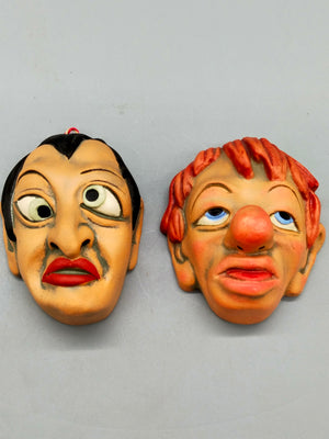 Keramik Weber Köln Wandmasken Set Handarbeit Clowns / Fratzen