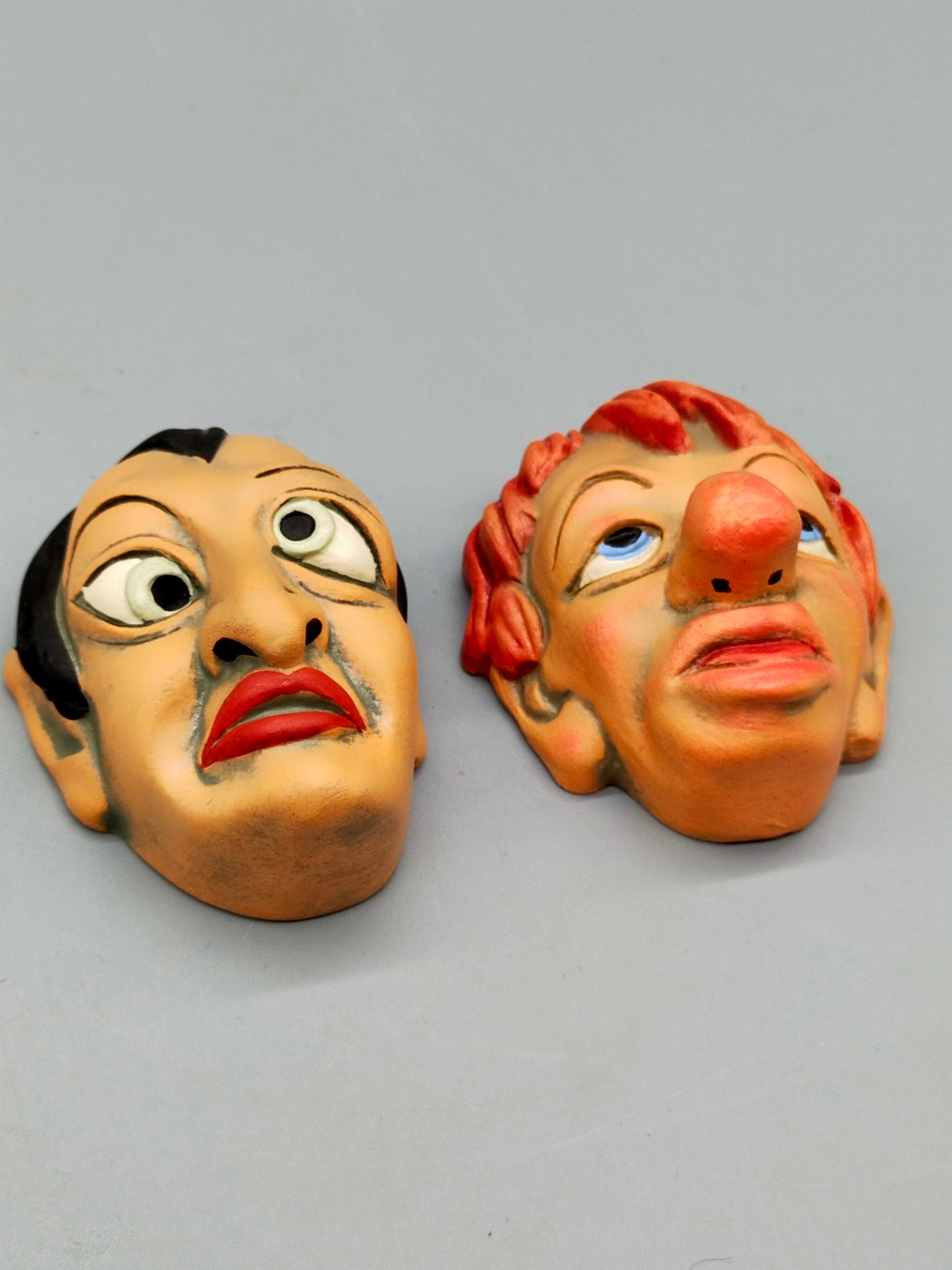 Keramik Weber Köln Wandmasken Set Handarbeit Clowns / Fratzen