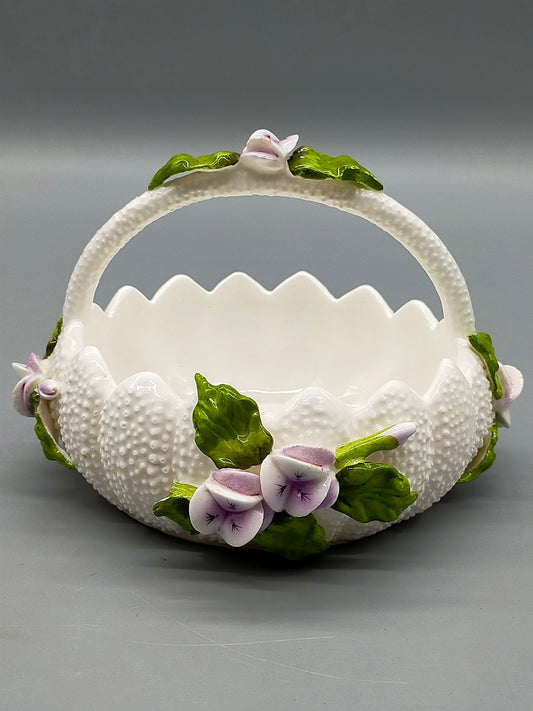 Formano Porzellan Körbchen Zierteil mit Blüten & Griff