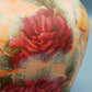 Große Vintage Keramik Vase mit Rosen-Serviettentechnik
