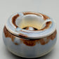 Vintage Keramik Aschenbecher mit Deckel Blau-Braune Laufglasur