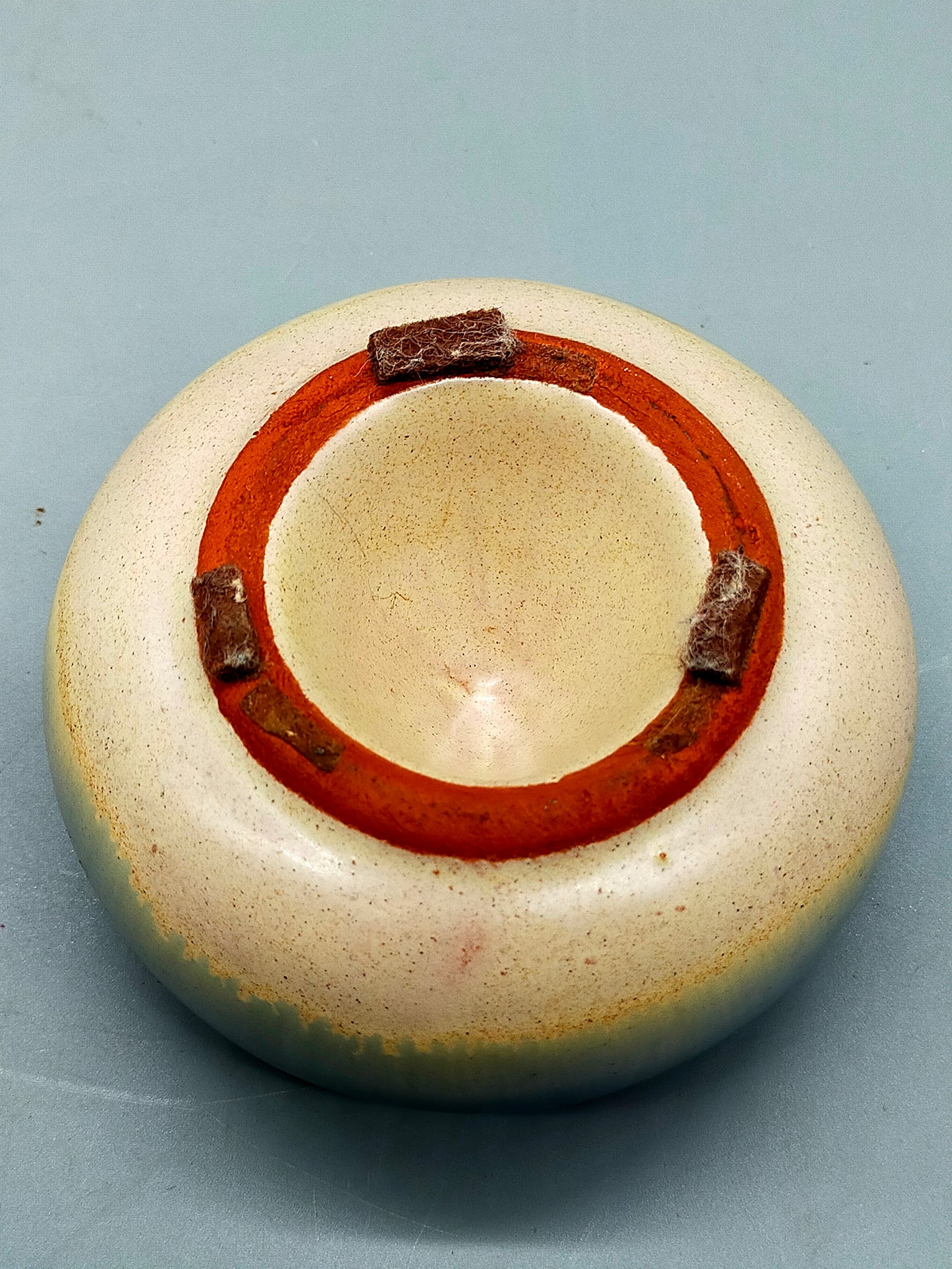 Vintage Keramik Aschenbecher mit Deckel Blau-Braune Laufglasur